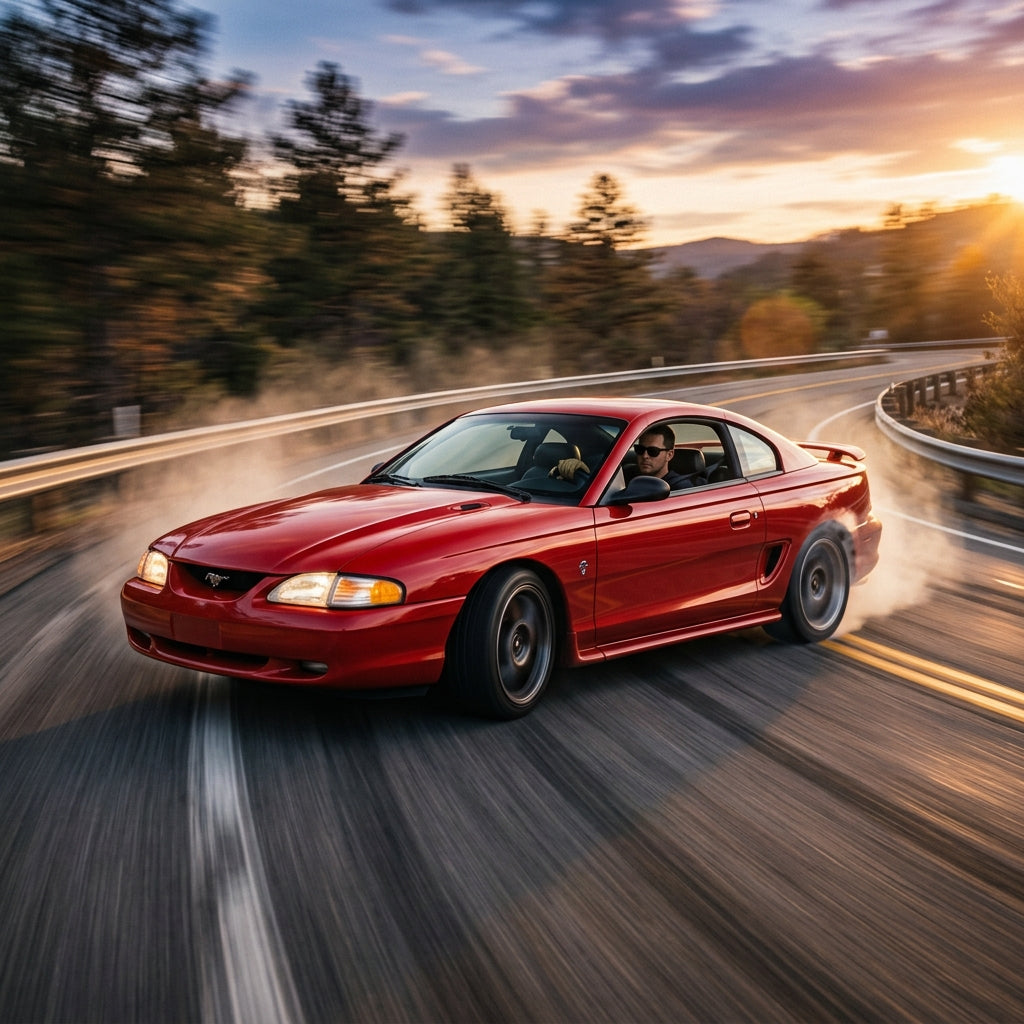 Action Shot: Ford Mustang Driving Fast
