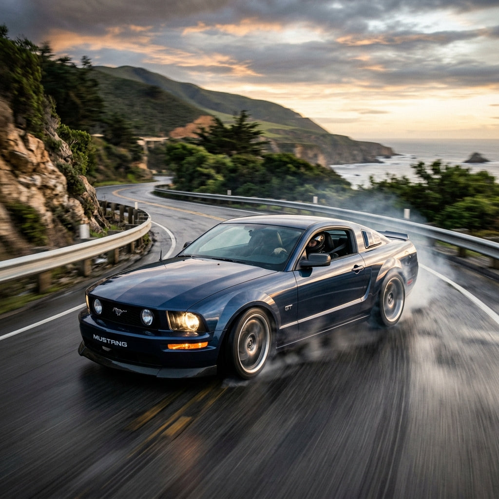 Action Shot: Ford Mustang Driving Fast