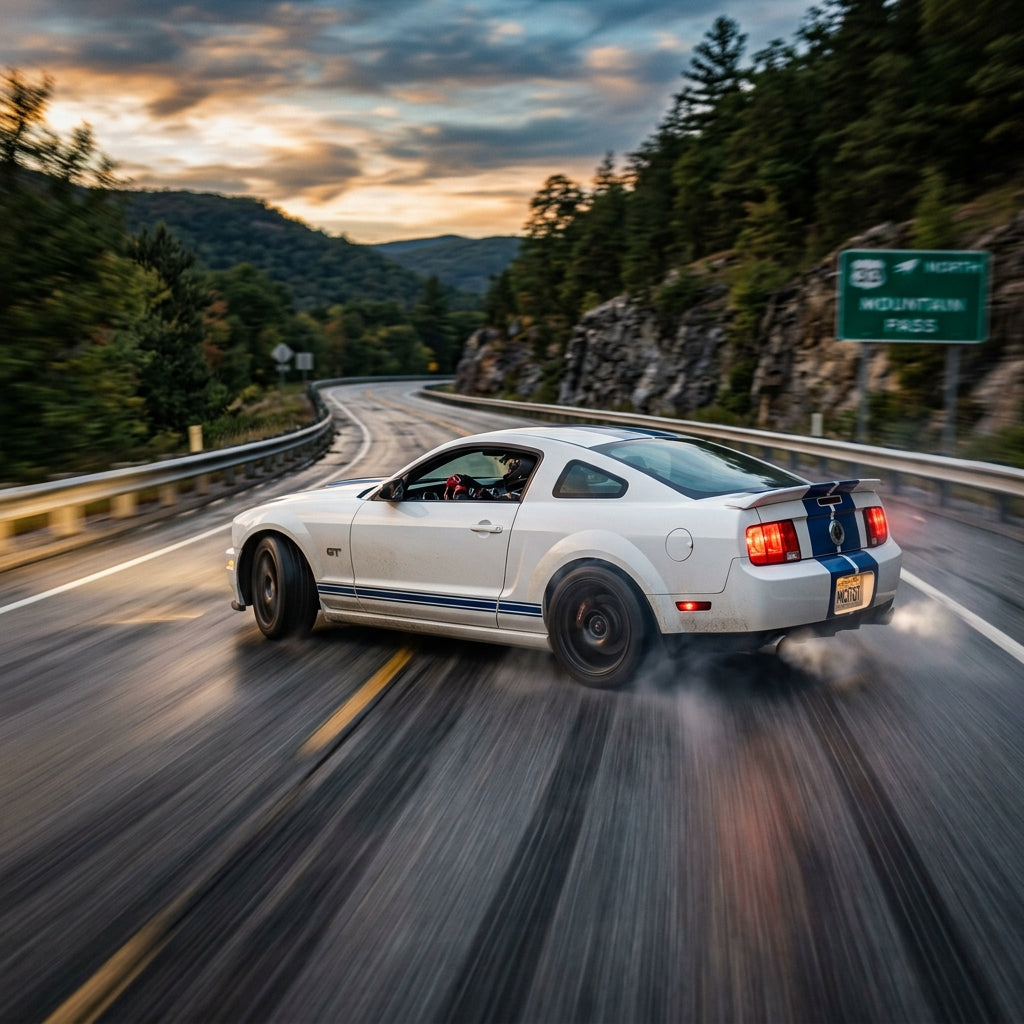 Action Shot: Ford Mustang Driving Fast
