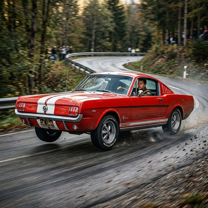 Action Shot: Ford Mustang Driving Fast