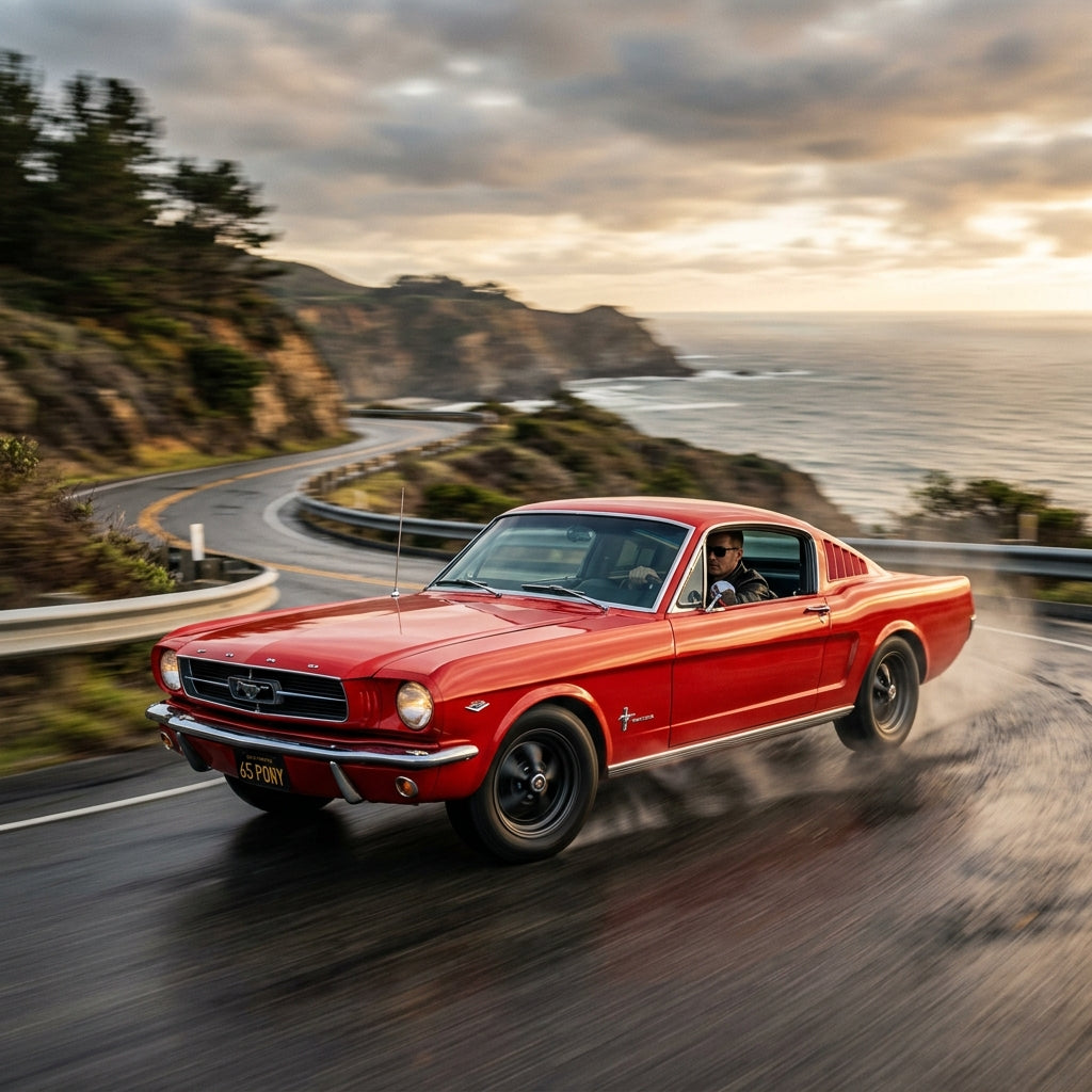 Action Shot: Ford Mustang Driving Fast