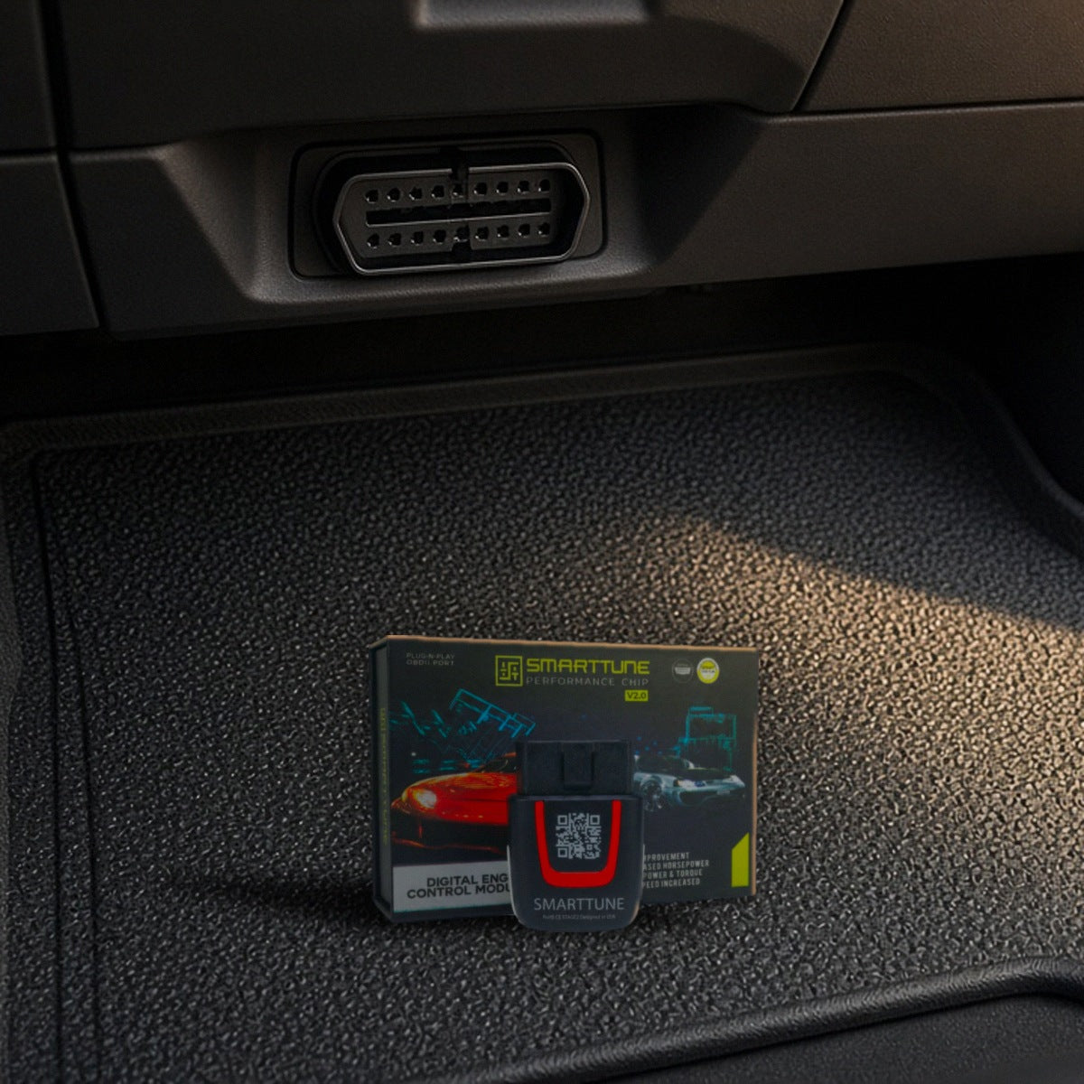 Performance chip by the OBD2 port of a Ford F-150