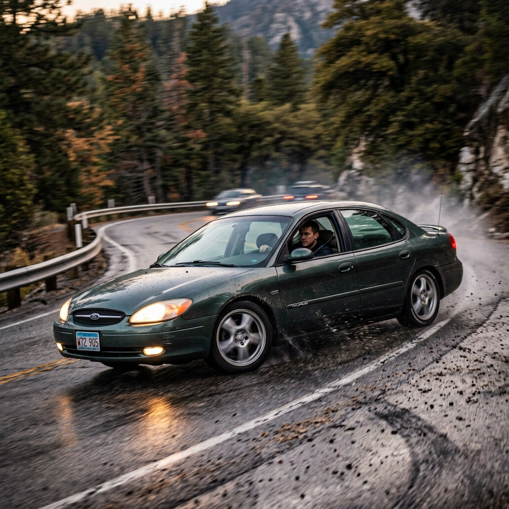 Action Shot: Ford Taurus Driving Fast