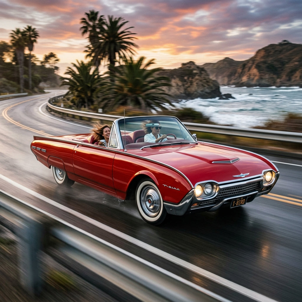 Action Shot: Ford Thunderbird Driving Fast