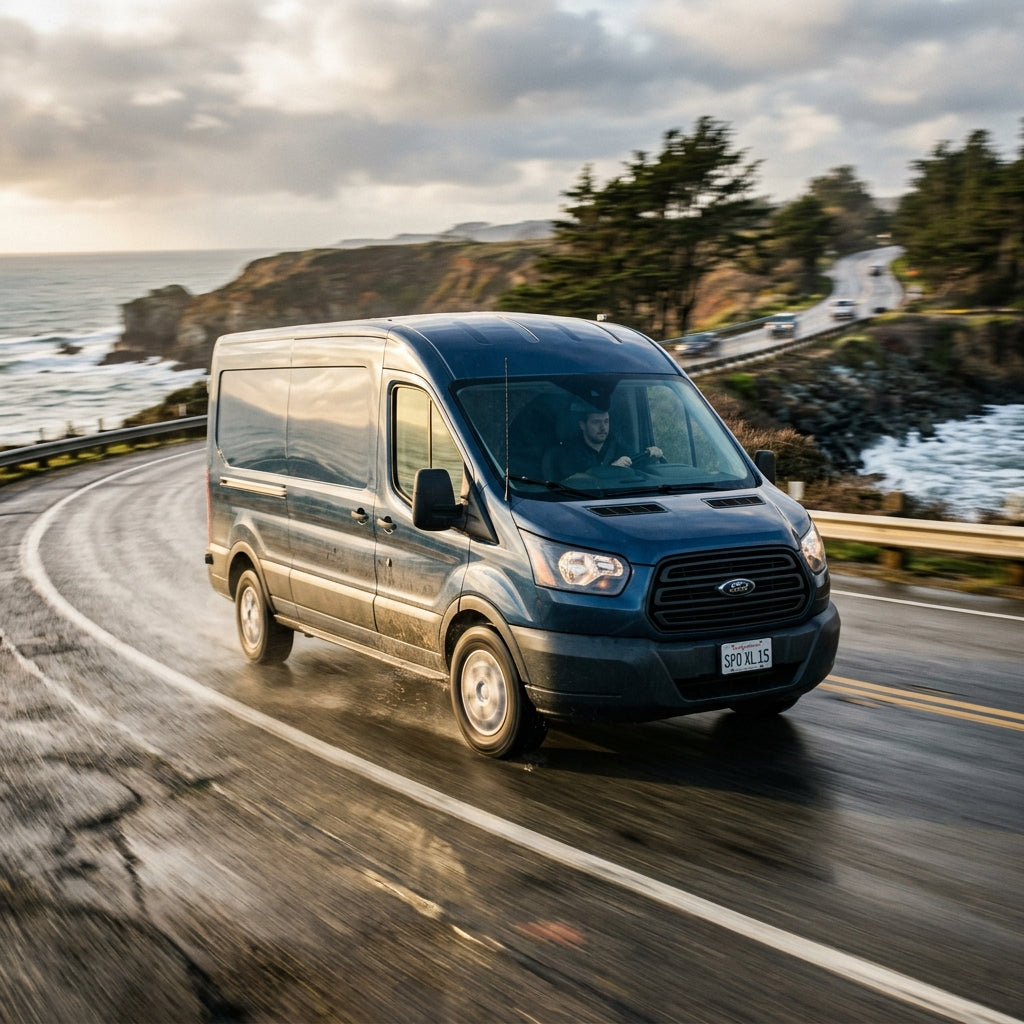 Action Shot: Ford Transit Driving Fast