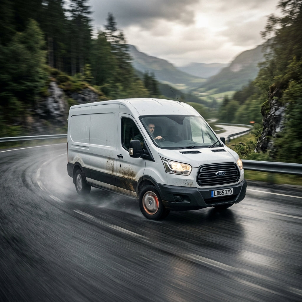 Action Shot: Ford Transit Driving Fast