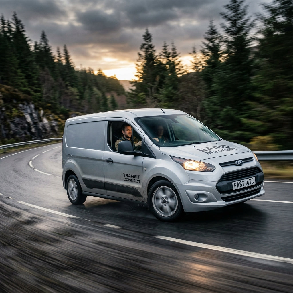 Action Shot: Ford Transit Connect Driving Fast