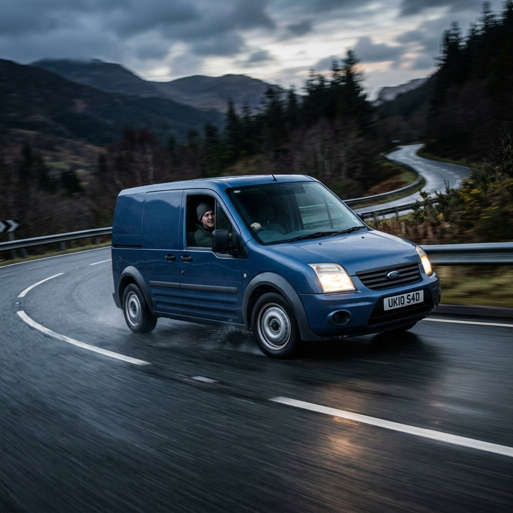 Action Shot: Ford Transit Connect Driving Fast