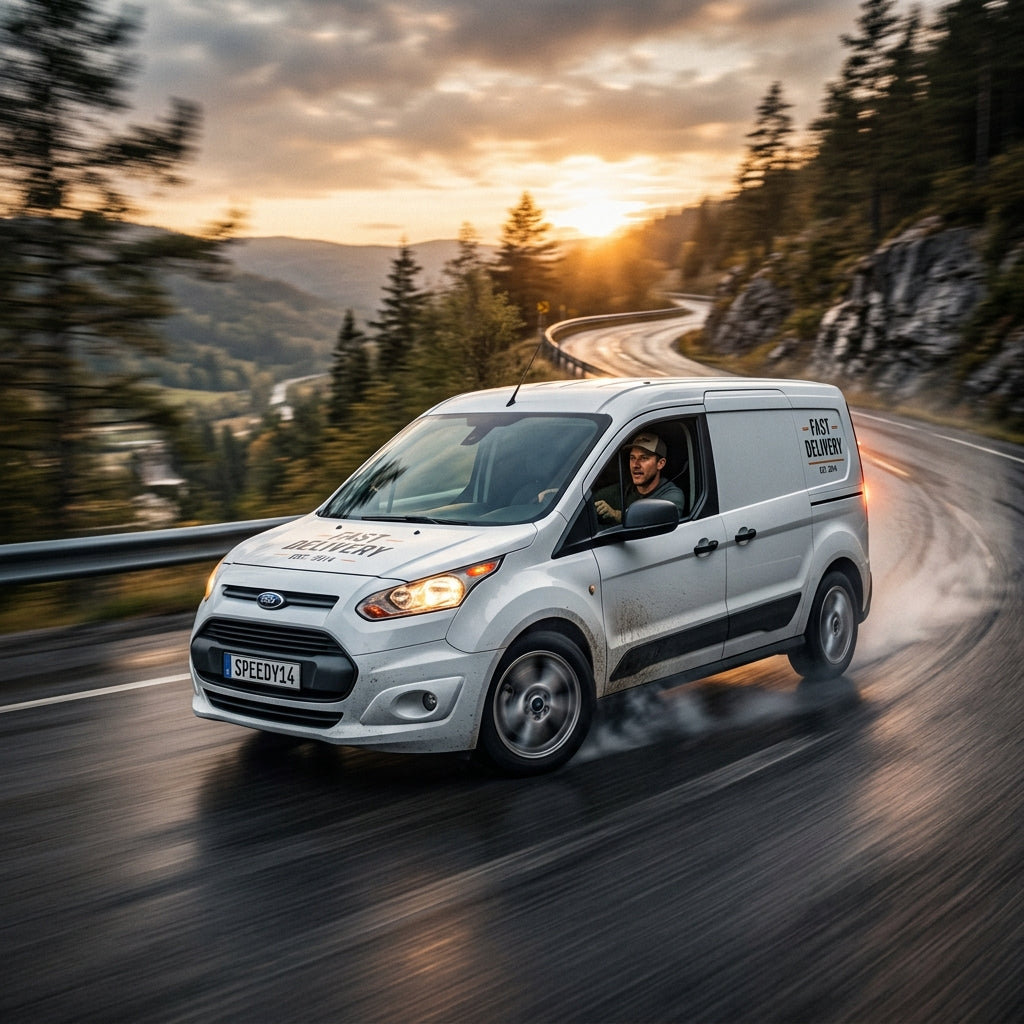 Action Shot: Ford Transit Connect Driving Fast