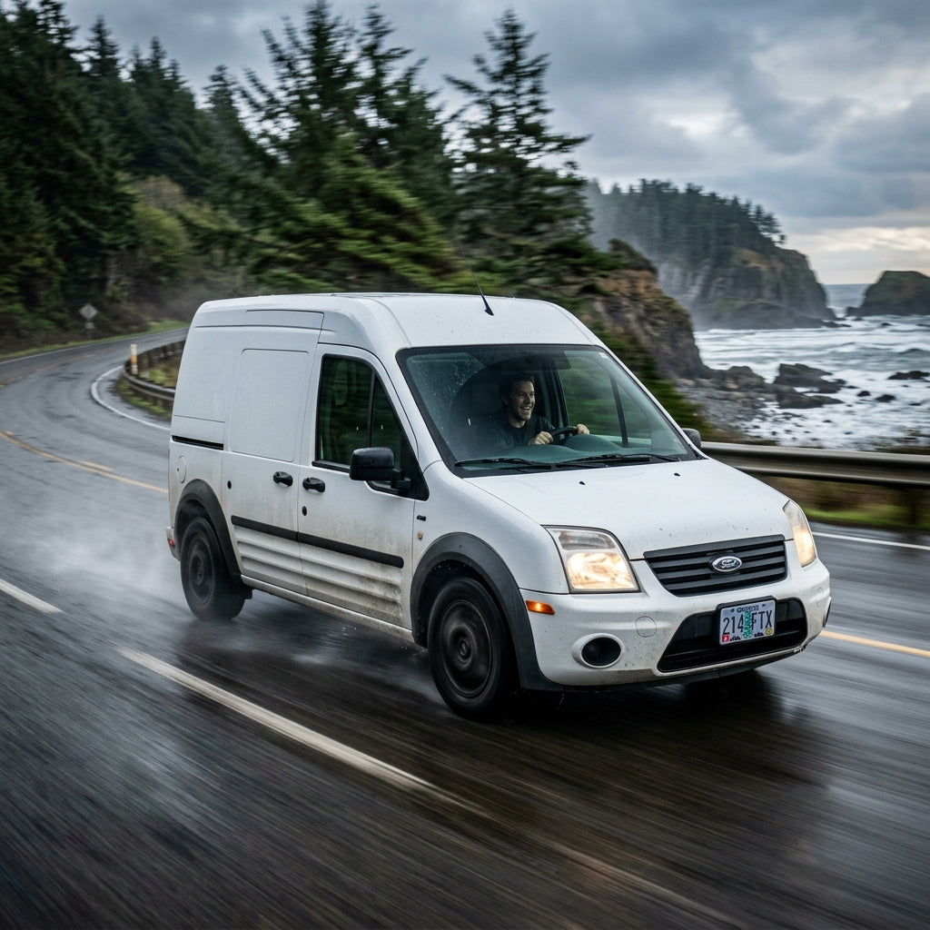 Action Shot: Ford Transit Connect Driving Fast