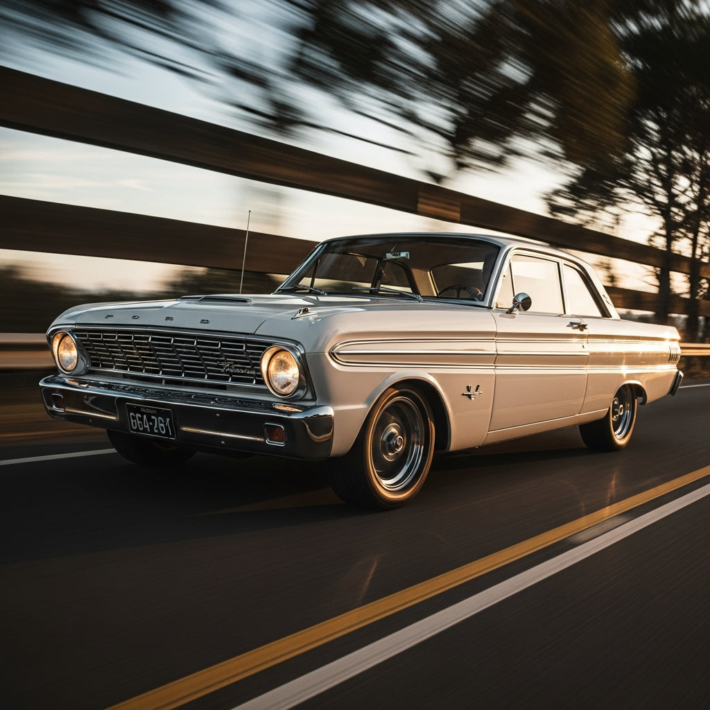 Action Shot: Ford, Mercury Bronco, Econoline, Fairmont, Falcon, Granada, LTD, Mustang, Ranchero, Thunderbird, Capri, Comet, Cougar, Marquis, Zephyr  Driving Fast