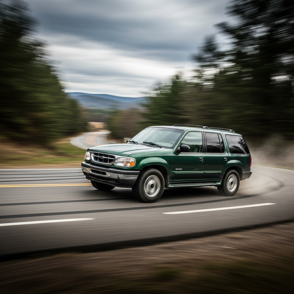 Action Shot: Ford, Mercury Explorer, Mountaineer Driving Fast