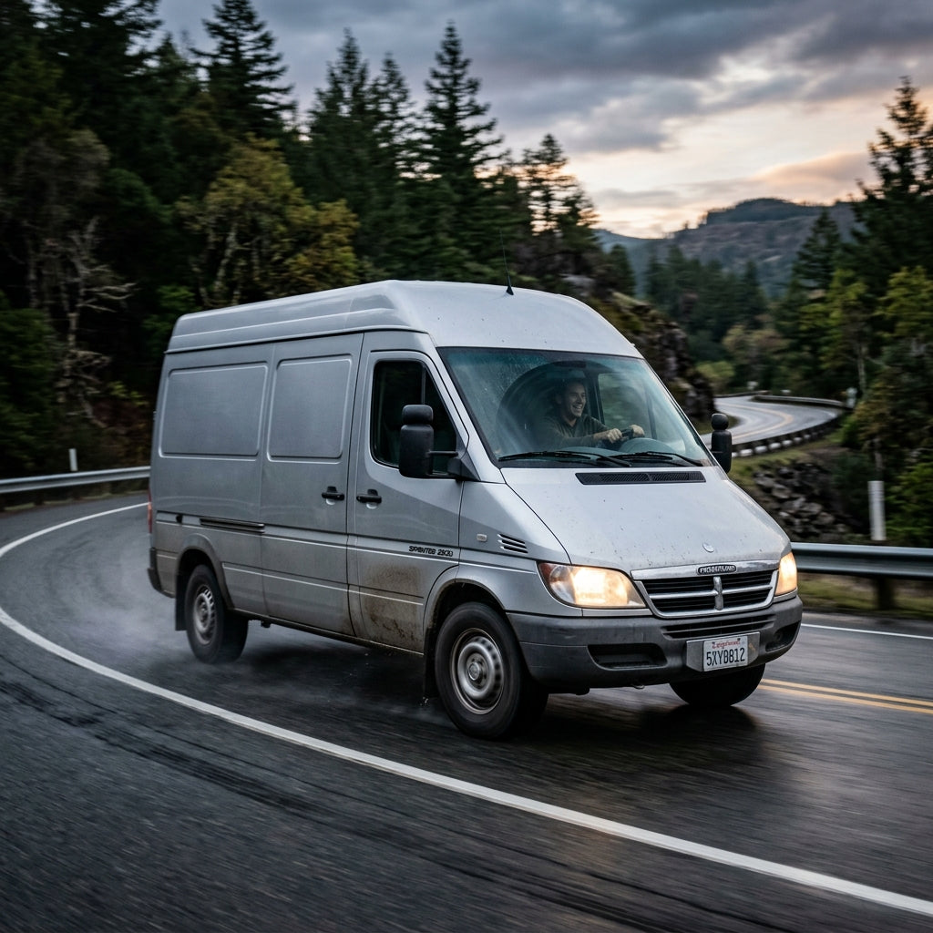 Action Shot: Freightliner  Sprinter Driving Fast