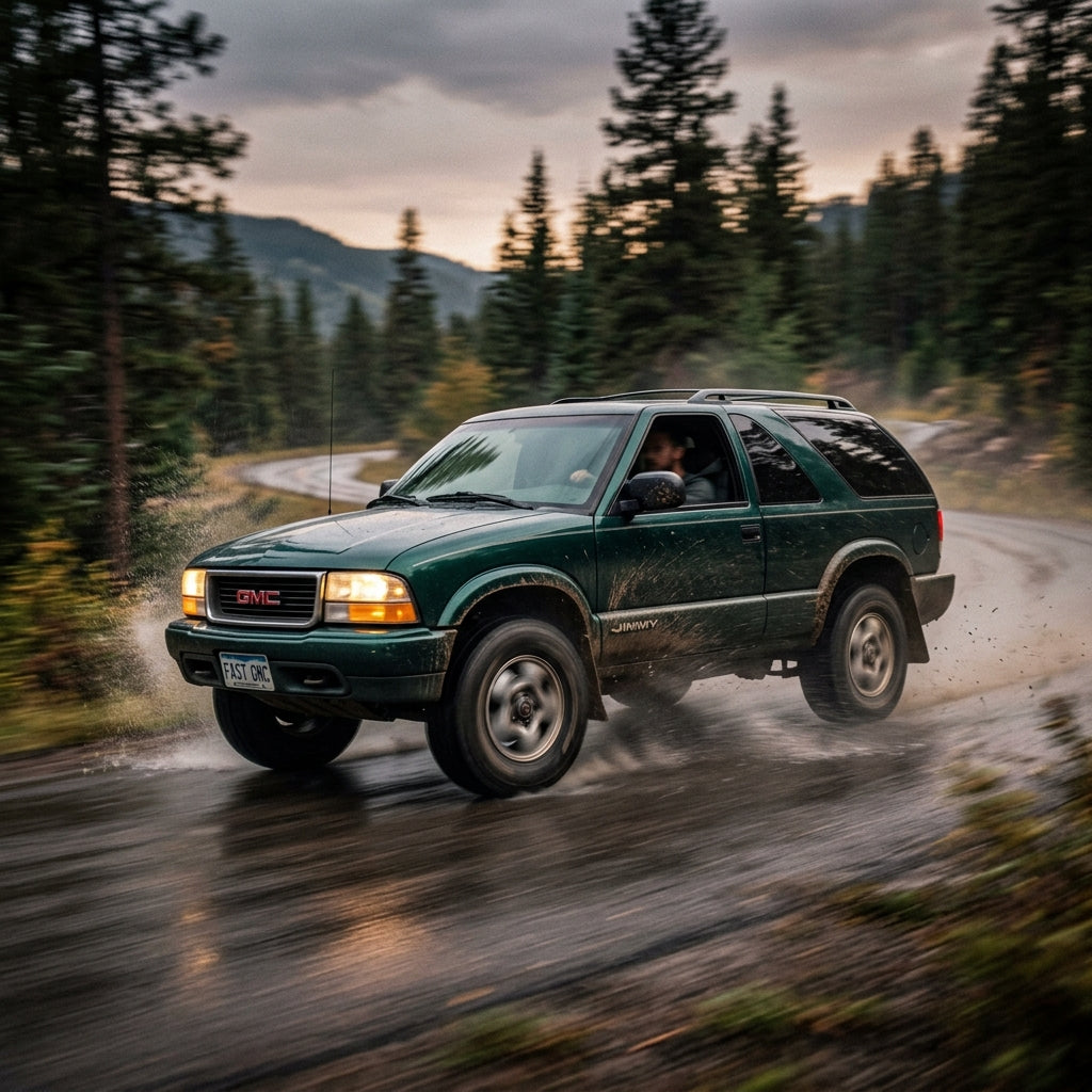 Action Shot: GMC Jimmy Driving Fast