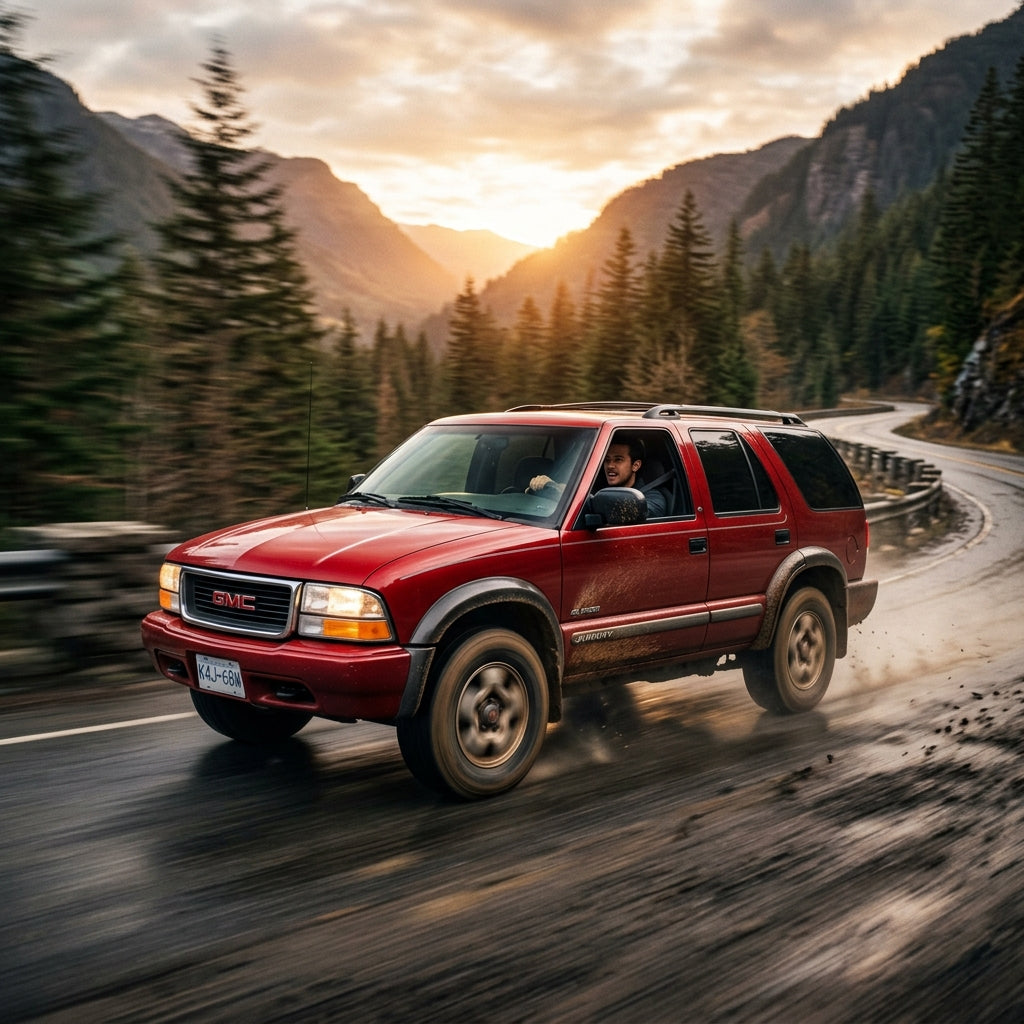 Action Shot: GMC Jimmy Driving Fast