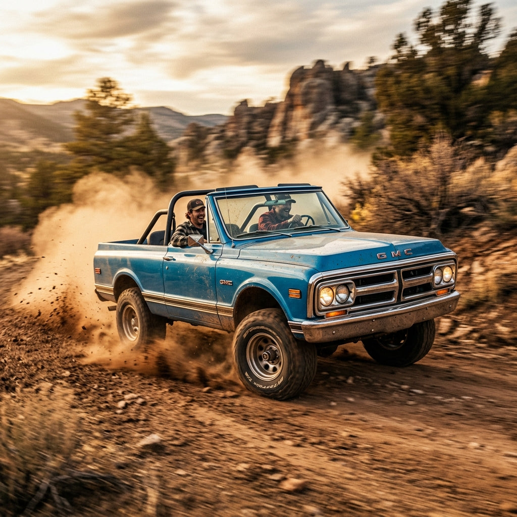 Action Shot: GMC Jimmy Driving Fast