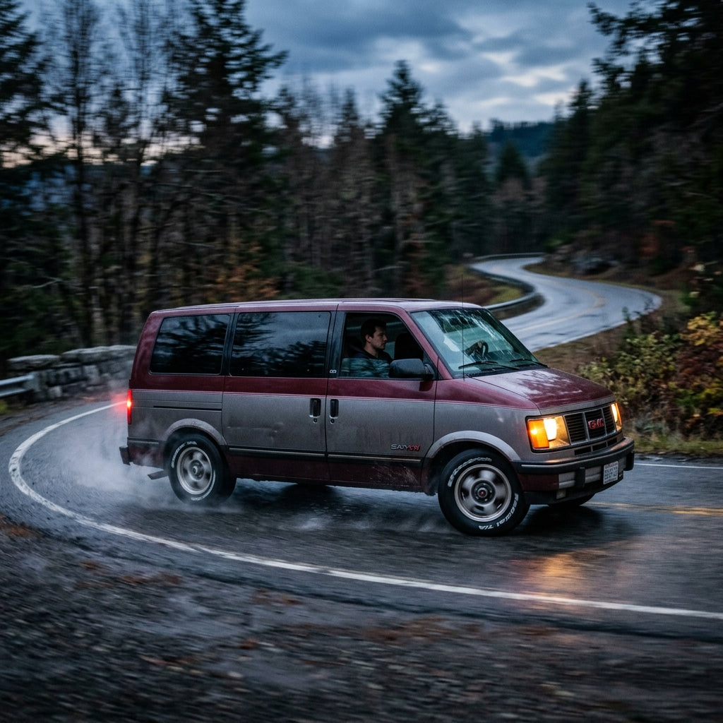 Action Shot: GMC Safari Driving Fast