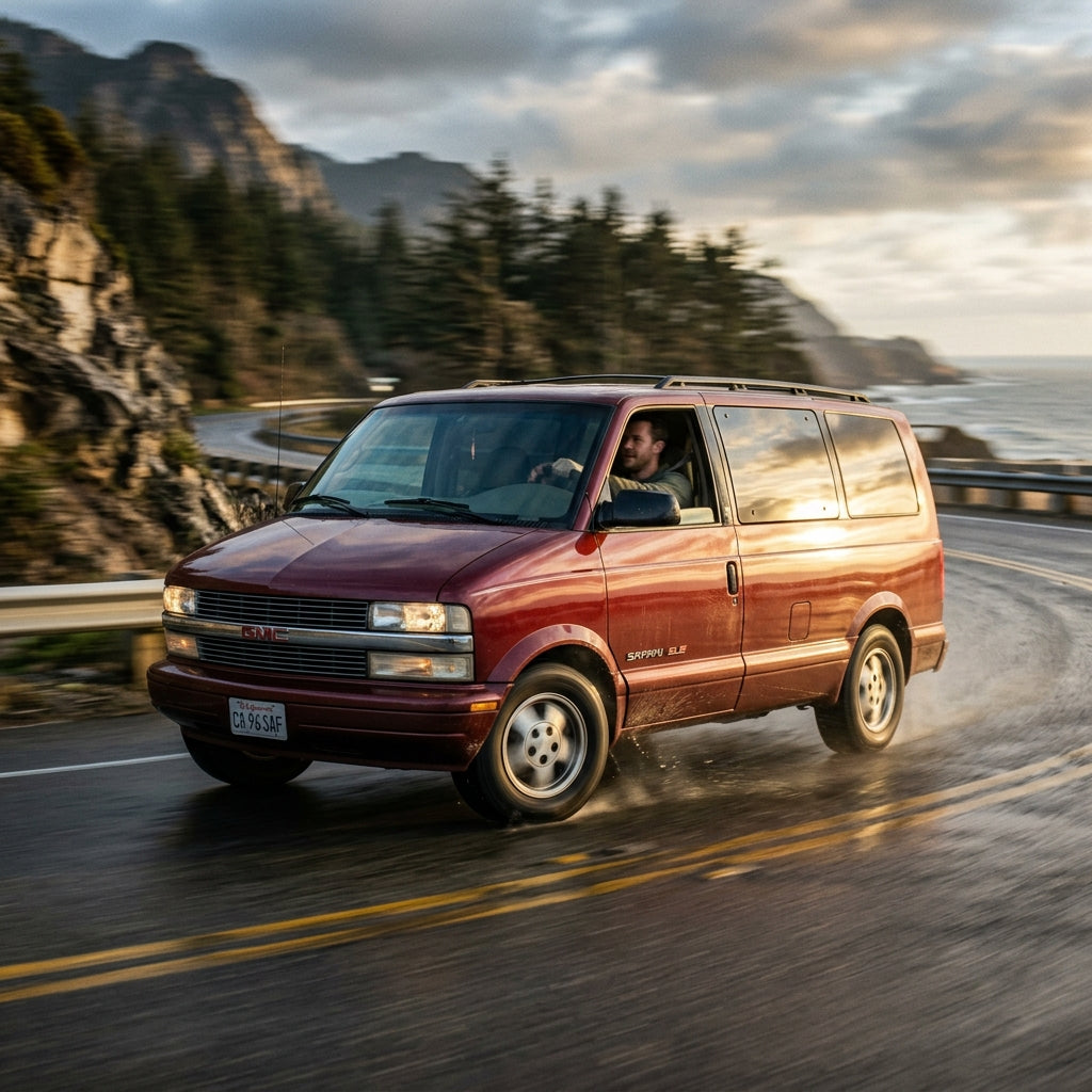 Action Shot: GMC Safari Driving Fast