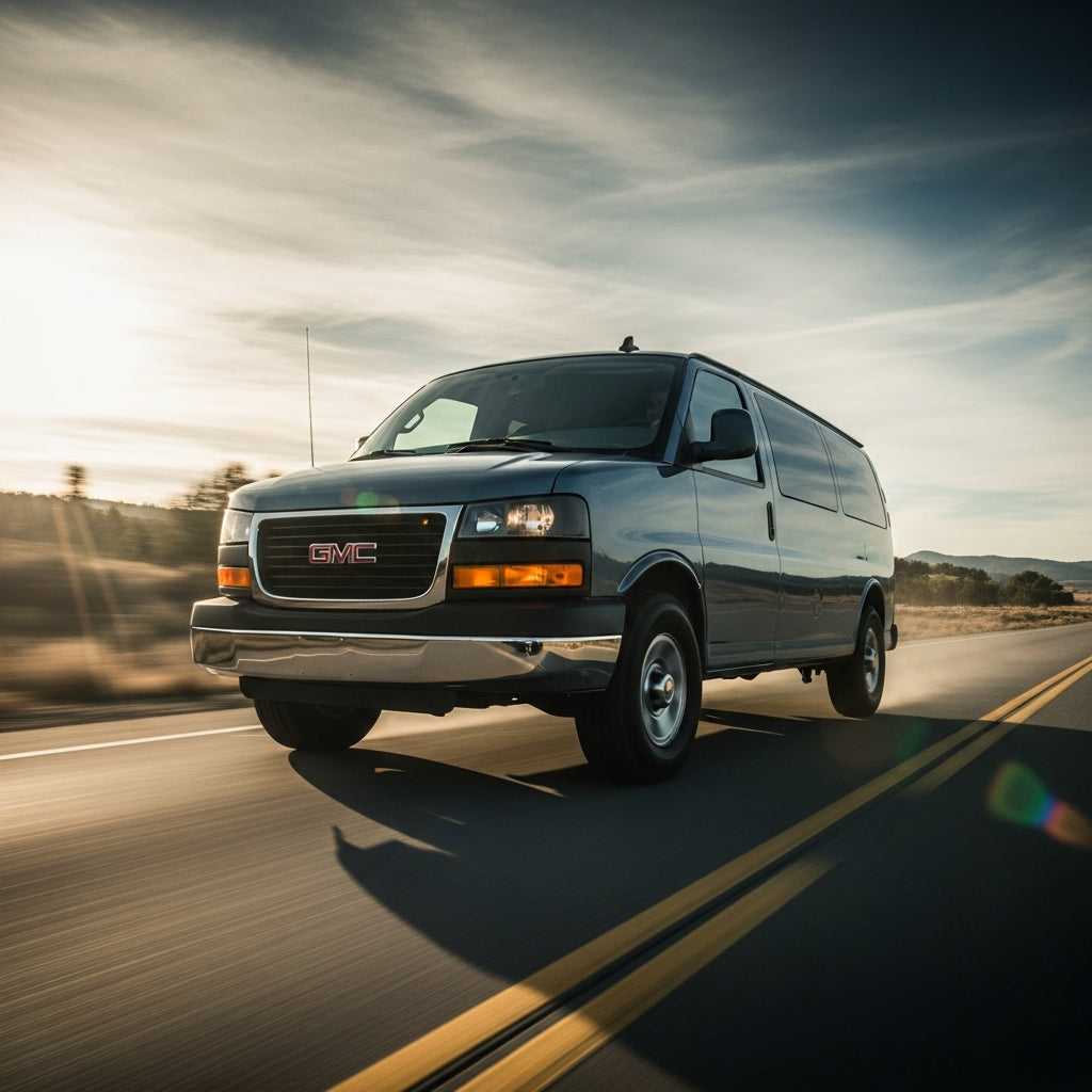 Action Shot: GMC Savana Driving Fast
