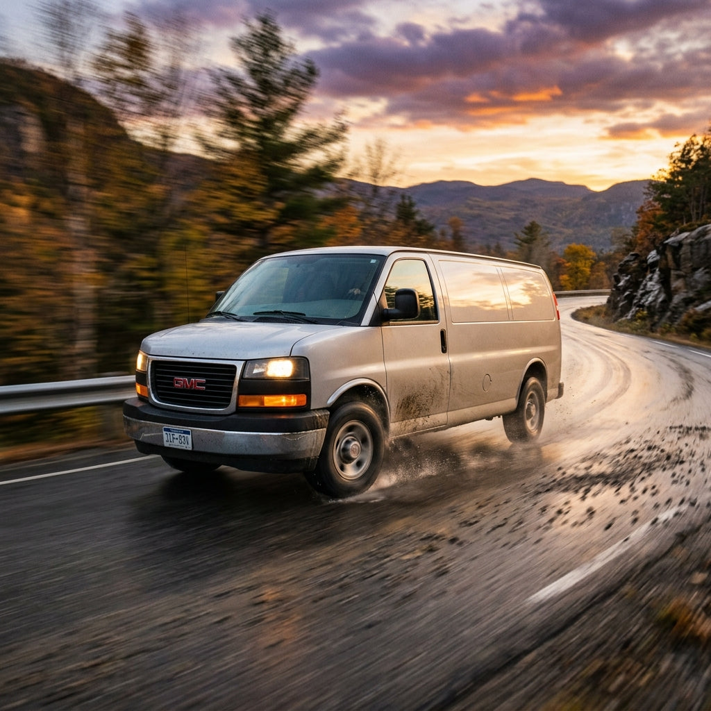 Action Shot: GMC Savana Driving Fast
