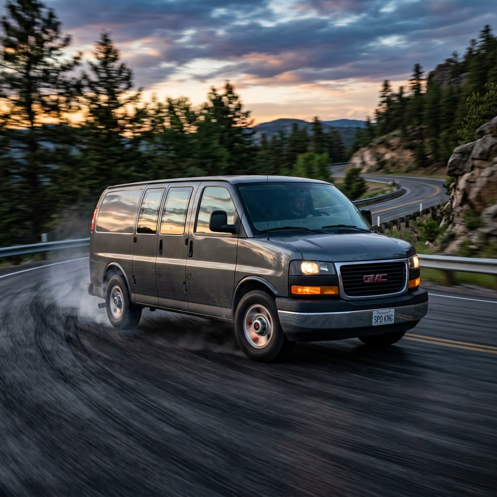 Action Shot: GMC Savana Driving Fast