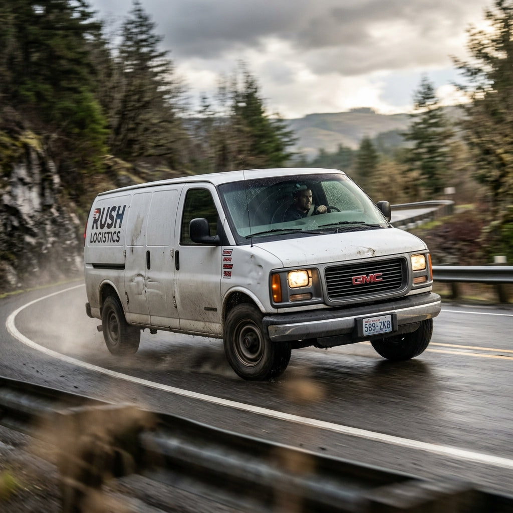 Action Shot: GMC Savana Driving Fast
