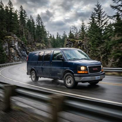 Action Shot: GMC Savana Driving Fast