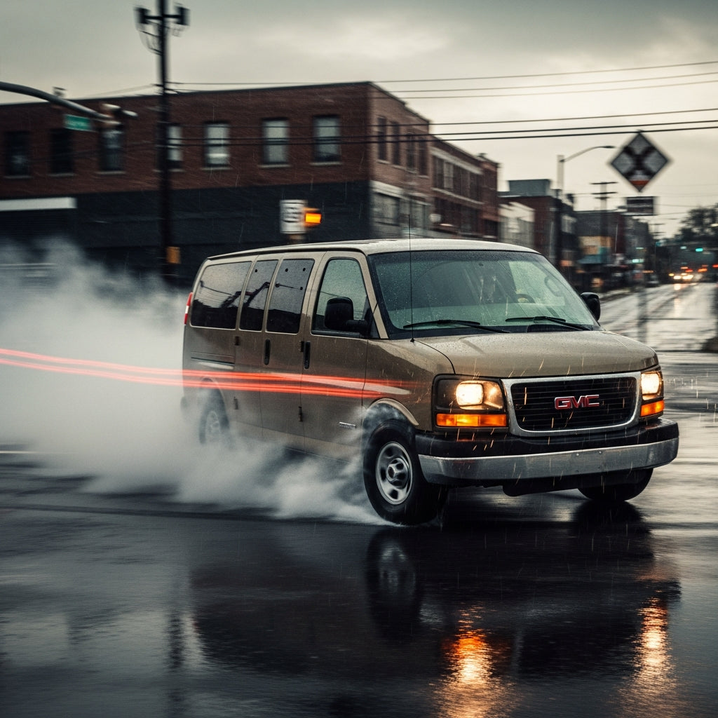 Action Shot: GMC Savana Driving Fast