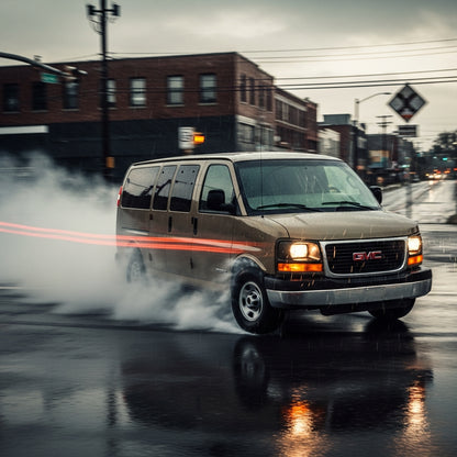 Action Shot: GMC Savana Driving Fast