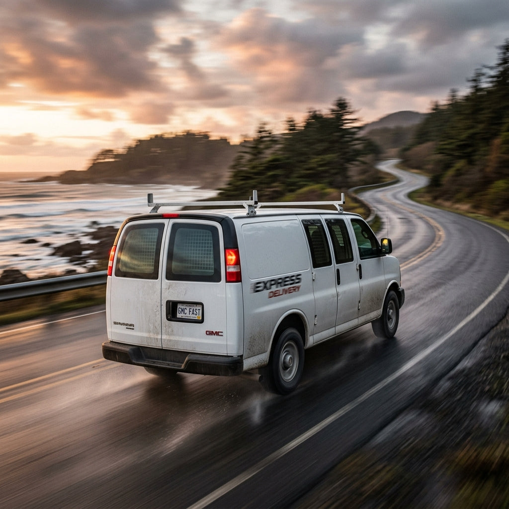 Action Shot: GMC Savana Driving Fast