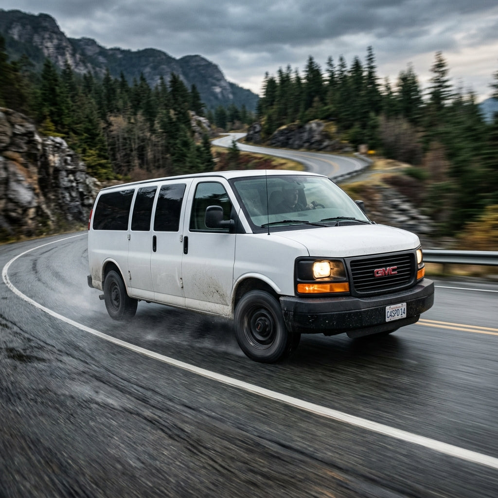 Action Shot: GMC Savana Driving Fast