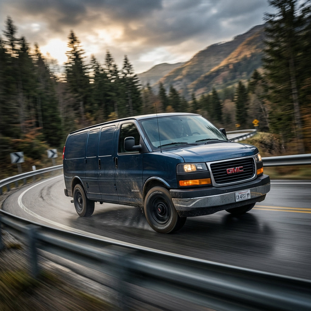 Action Shot: GMC Savana Driving Fast