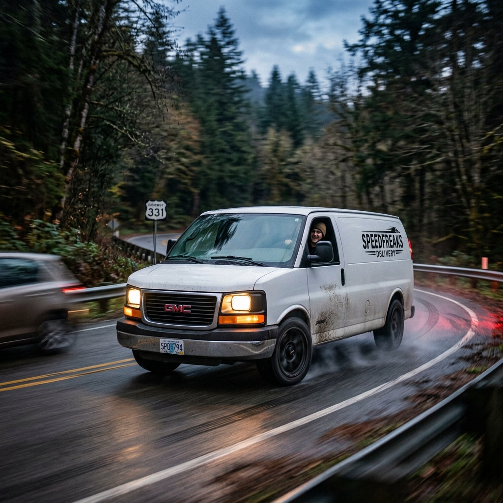 Action Shot: GMC Savana Driving Fast