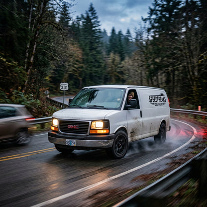 Action Shot: GMC Savana Driving Fast
