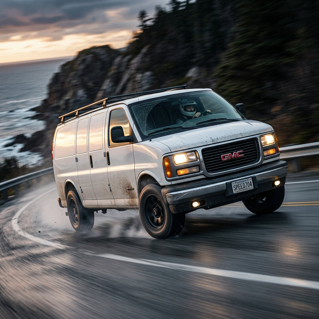 Action Shot: GMC Savana Driving Fast