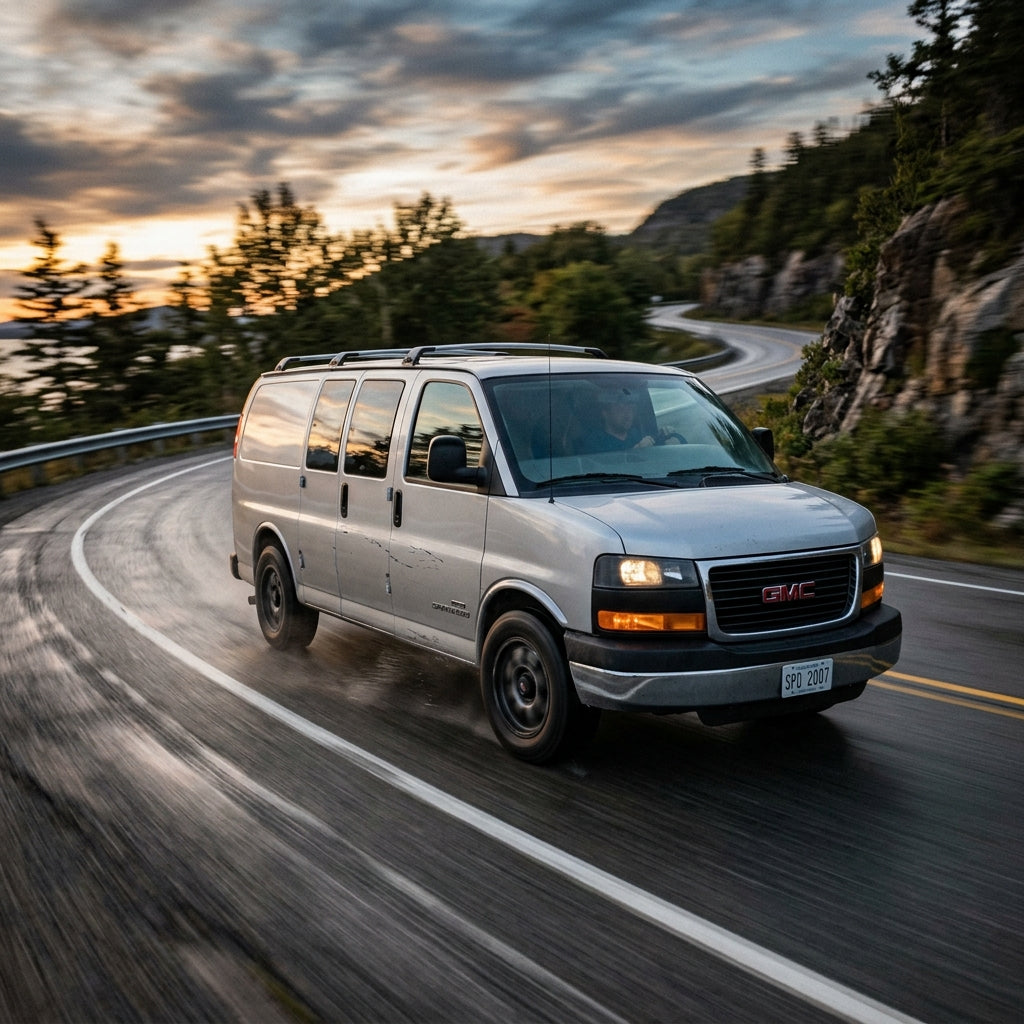 Action Shot: GMC Savana 1500 Driving Fast