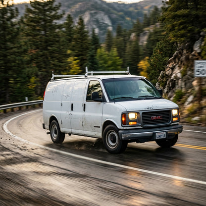 Action Shot: GMC Savana 2500 Driving Fast