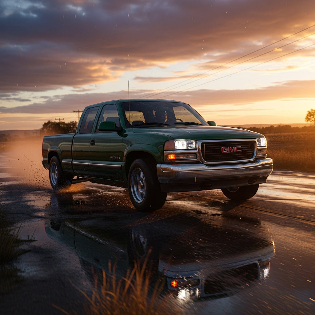 Action Shot: GMC Sierra Driving Fast