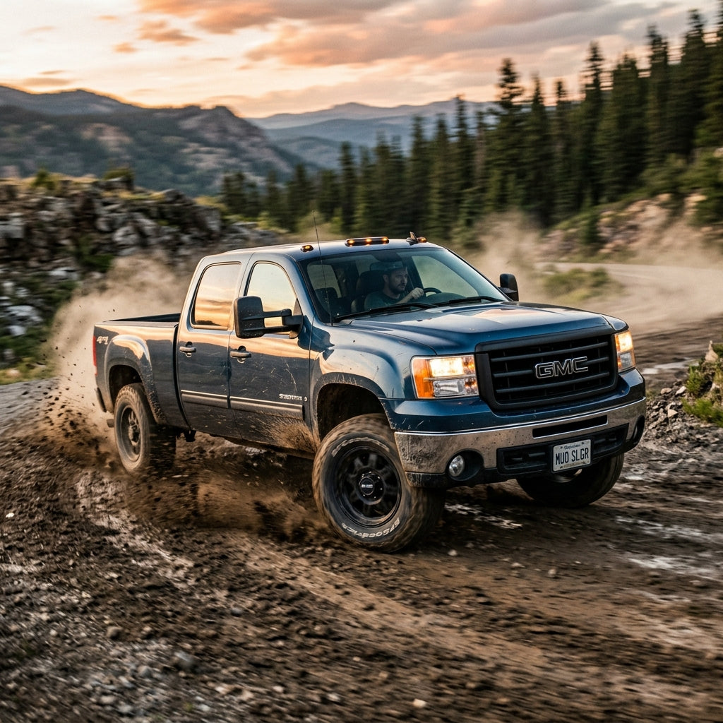 Action Shot: GMC Sierra Driving Fast