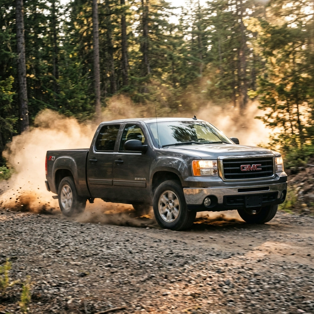 Action Shot: GMC Sierra Driving Fast