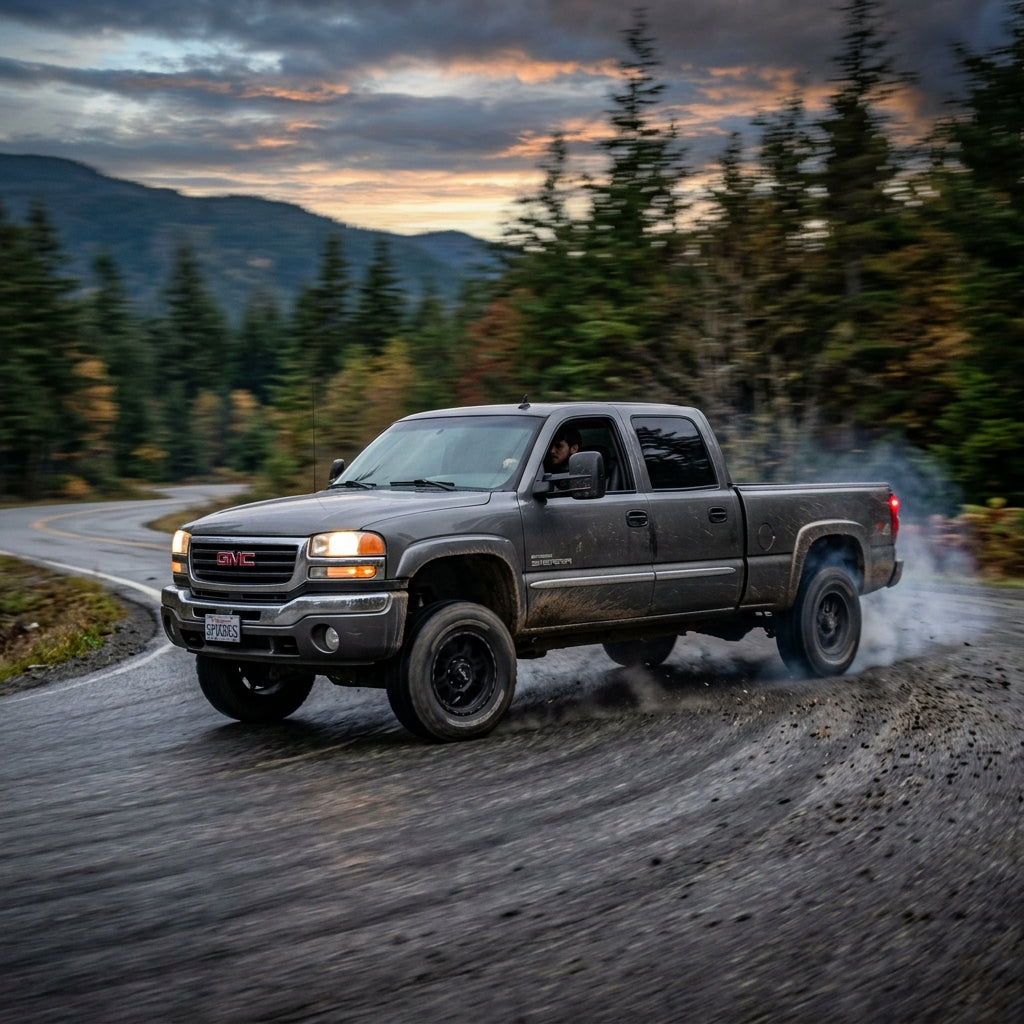 Action Shot: GMC Sierra Driving Fast