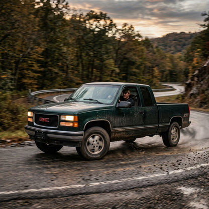 Action Shot: GMC Sierra Driving Fast