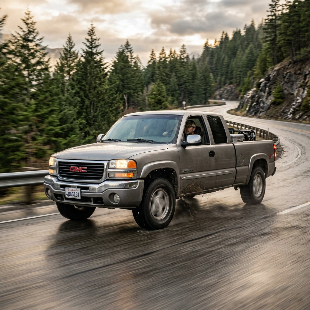 Action Shot: GMC Sierra Driving Fast