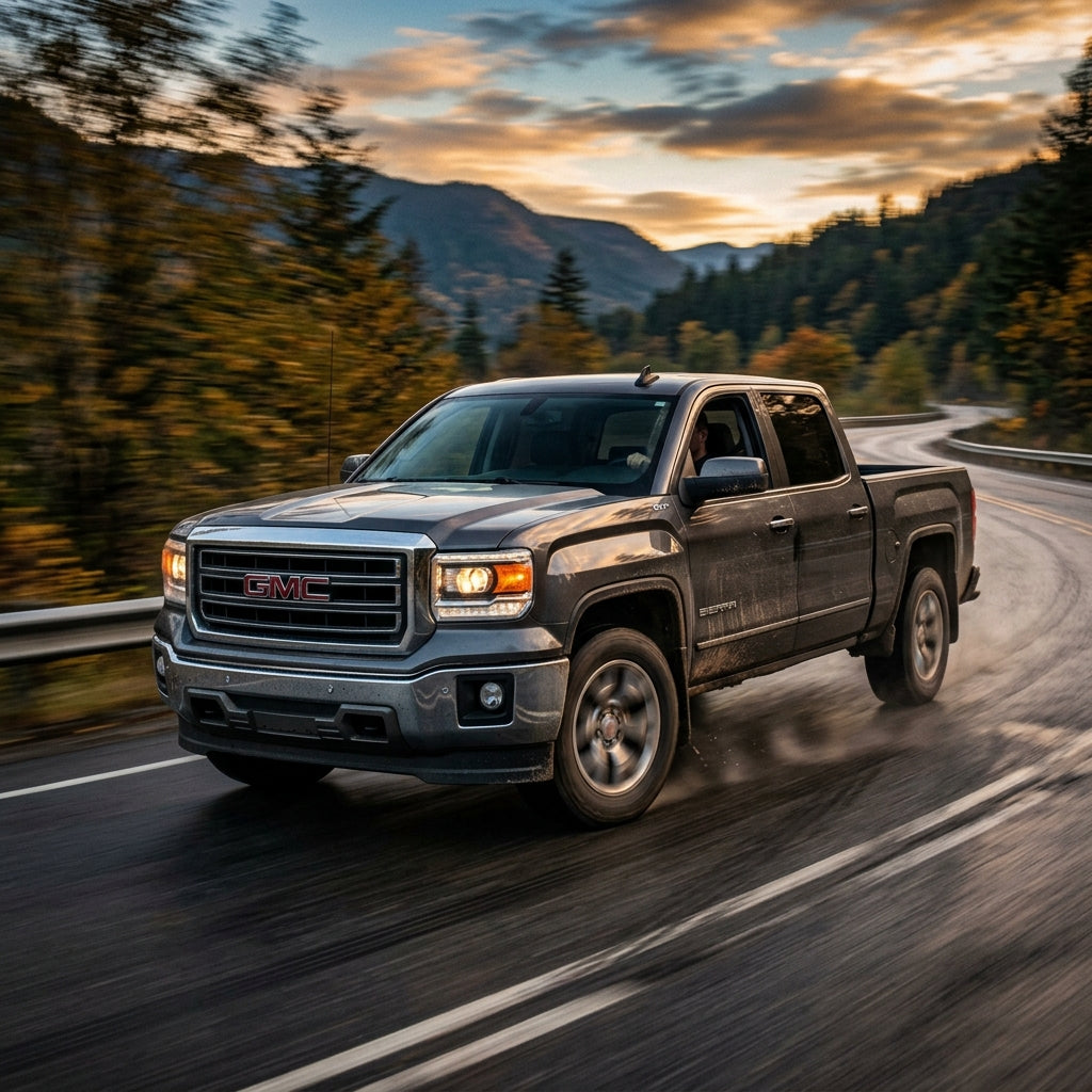 Action Shot: GMC Sierra Driving Fast