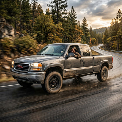 Action Shot: GMC Sierra Driving Fast