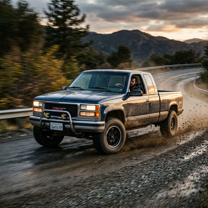 Action Shot: GMC Sierra Driving Fast