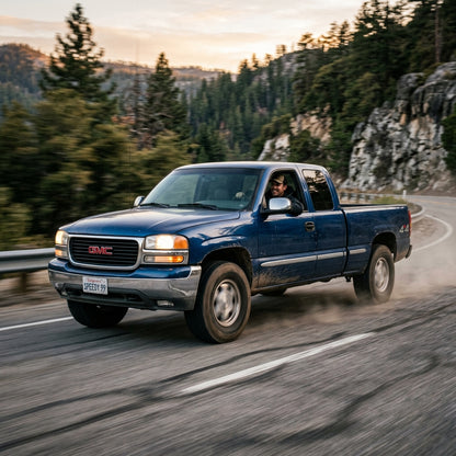 Action Shot: GMC Sierra Driving Fast