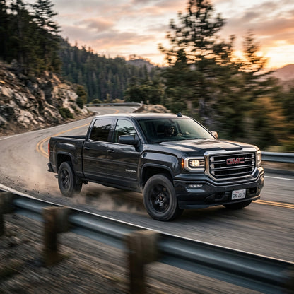 Action Shot: GMC Sierra Driving Fast