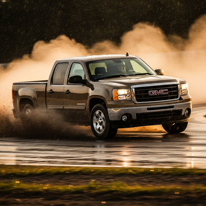 Action Shot: GMC Sierra Driving Fast