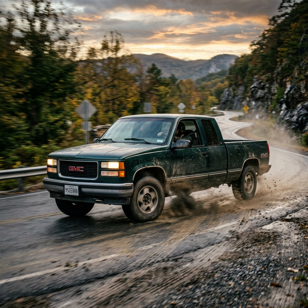Action Shot: GMC Sierra Driving Fast